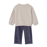 Completo neonato felpa e pantalone in velluto blu