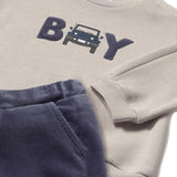 Completo neonato felpa e pantalone in velluto blu