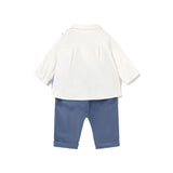 Completo camicia con papillon e pantalone neonato blu