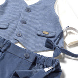 Completo camicia con papillon e pantalone neonato blu