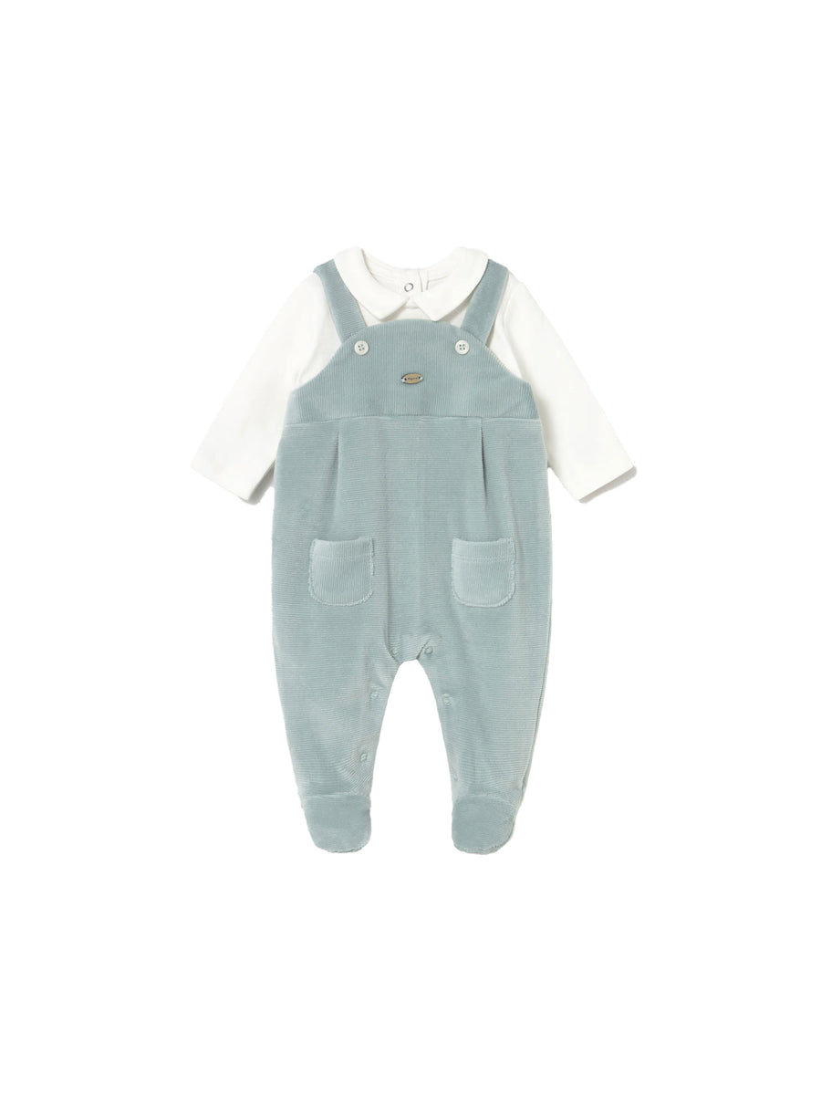 Tutina salopette neonato in velluto a costine ghiaccio