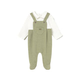 Tutina con colletto salopette neonato verde multi