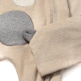 Tutina neonato in felpa con cappellino orsetto beige