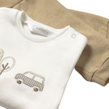 Completo felpa, t-shirt e pantalone neonato caramello