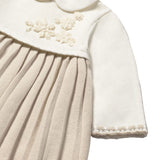 Abito in maglia tricot con colletto neonato panna multi
