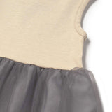 Abito in maglia tricot e gonna in tulle neonata beige multi