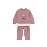 Abito manica lunga flock tulle rosa