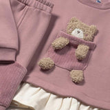 Abito manica lunga flock tulle rosa