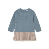 Abito combinato in maglia tricot neonata blu