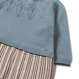 Abito combinato in maglia tricot neonata blu