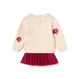 Completo neonata maglia e gonna in tricot rosso
