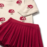 Completo neonata maglia e gonna in tricot rosso