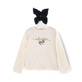 T-shirt manica lunga elastico panna/nero
