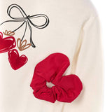 T-shirt manica lunga elastico panna/rosso