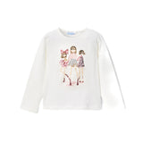 T-shirt manica lunga paillettes panna/rosa