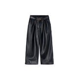 Pantalone wide leg appliicazione cinta nero