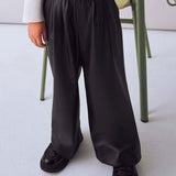 Pantalone wide leg appliicazione cinta nero