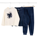 Completo tre pezzi (felpa+t-shirt+pantaloni) poly blu