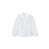Blusa con micro pois e colletto panna