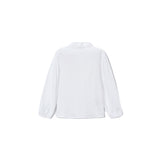 Blusa con micro pois e colletto panna