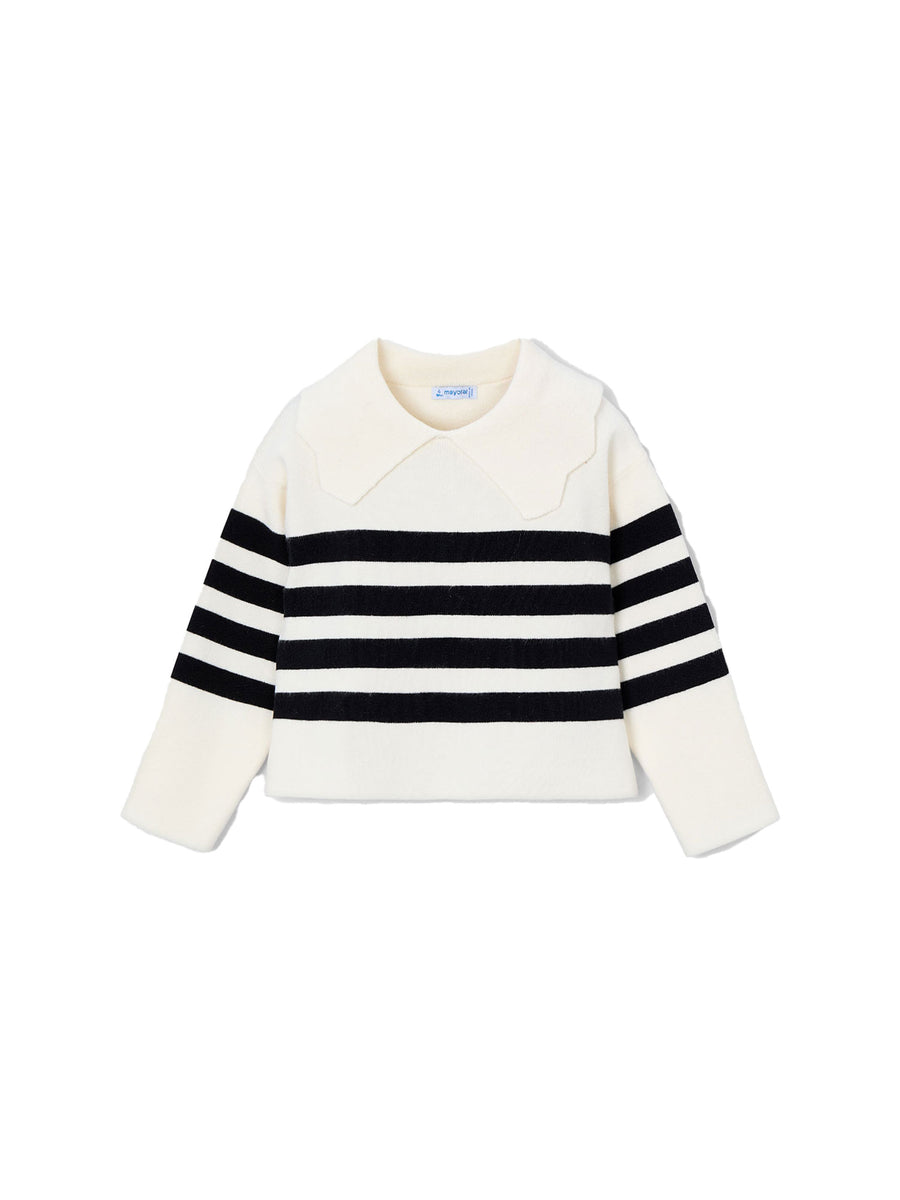 Girocollo a righe bambina latte