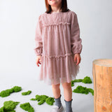 Abito in tulle fantasia bambina cipria