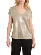 T-shirt Molly Bracken donna manica corta lurex oro