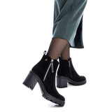 Tronchetto Refresh donna con zip microfiber nero