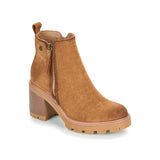 Tronchetto con zip microfiber camel