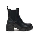 Tronchetto con elastico e suola track in ecopelle nero