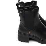 Tronchetto con elastico e suola track in ecopelle nero