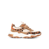Sneakers colorblock animalier camel
