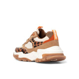 Sneakers colorblock animalier camel