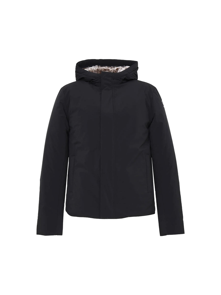 Giubbotto corto Suns bambina K-Roberta Fur con cappuccio nero