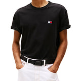 T-shirt maniche corte con badge frontale nero