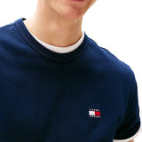 T-shirt maniche corte con badge frontale blu