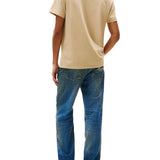 T-shirt maniche corte con badge frontale beige