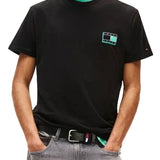 T-shirt maniche corte bandiera logo pop nero