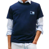 T-shirt maniche corte bandiera logo pop blu