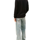 T-shirt maniche lunghe slim fit con logo lettering nero