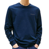T-shirt maniche lunghe slim fit con logo lettering blu