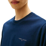 T-shirt maniche lunghe slim fit con logo lettering blu