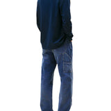 T-shirt maniche lunghe slim fit con logo lettering blu