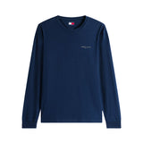 T-shirt maniche lunghe slim fit con logo lettering blu