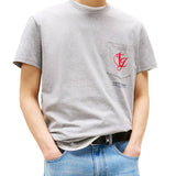 T-shirt maniche corte con tasca e logo grigio