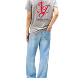 T-shirt maniche corte con tasca e logo grigio