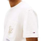 T-shirt maniche corte con tasca e logo bianco