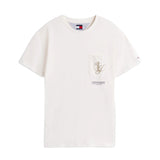 T-shirt maniche corte con tasca e logo bianco
