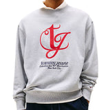 Felpa girocollo con logo frontale grigio