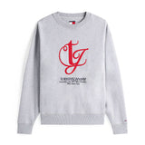 Felpa girocollo con logo frontale grigio